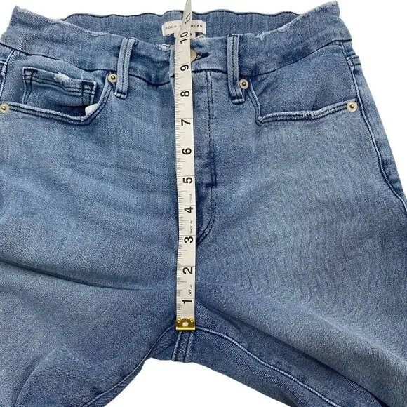 Good American Good Legs straight mid rise frayed hem & waist Sz 6 / 28 stretch - Picture 12 of 13